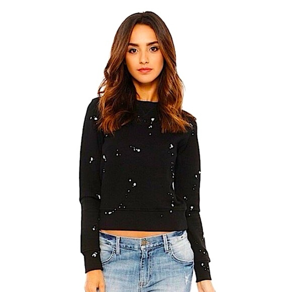 (SOLD)RAG & BONE Splatter Paint Sweatshirt in Black